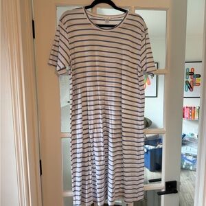 LAKE Maternity Striped Blue and White T-Shirt Dress